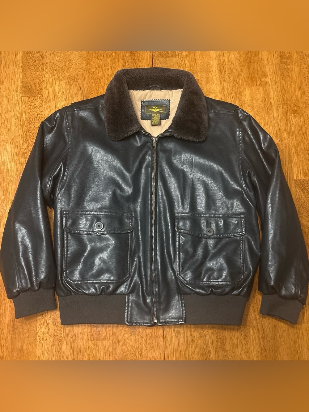 Classic Black Leather Bomber Jacket with Fur Collar - Men